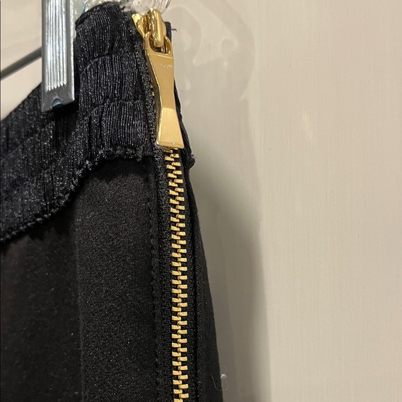 Kate Spade Blaze a Trail Black Slim Fit Pants with gold side zip & elastic waist - Picture 4 of 9